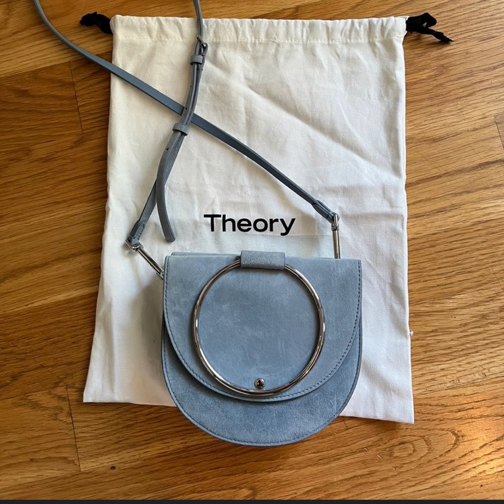 Theory Whitney Blue Suede Silver Ring Bag